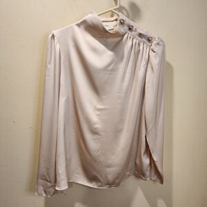 MAISON D'Amelie  Paris Silky Long Sleeves Beige Blouse size S NWT